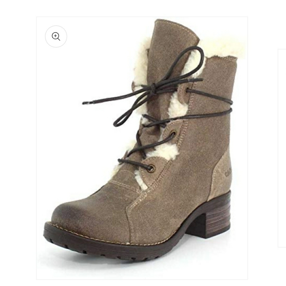 Taos Footwear Furkle Boot in Taupe Shearling Leather Lace Up Boots Size 40 - Picture 2 of 6